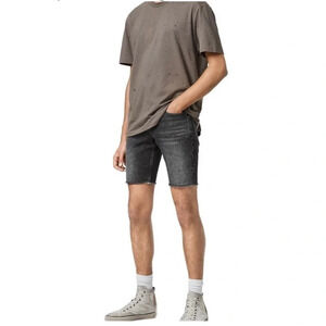All Saints NWT “Switch” Men’s Skinny Short Washed Black Denim Summer Size 28